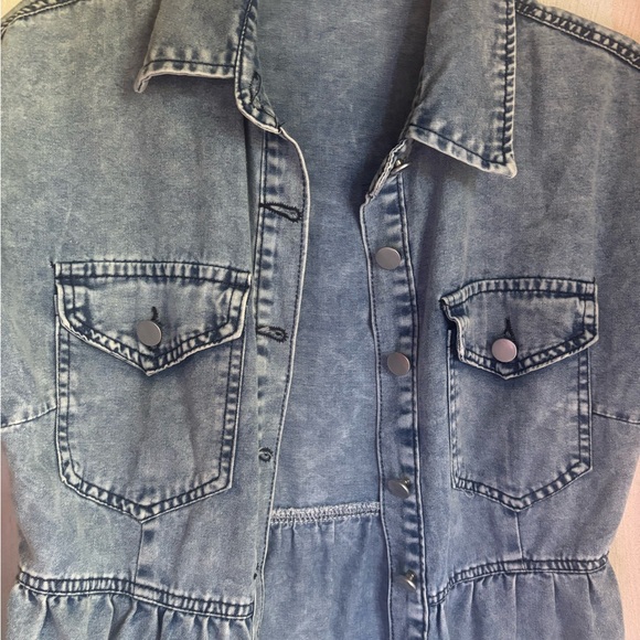 Denim Short Sleeve Dress - Picture 2 of 4